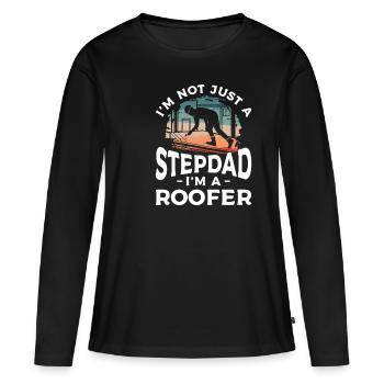 Ich bin nicht nur ein Stiefvater, ich bin ein Dachdecker Dachdecker - Frauen Premium Bio Langarmshirt - Schwarz - Vorne - Julia (174cm)