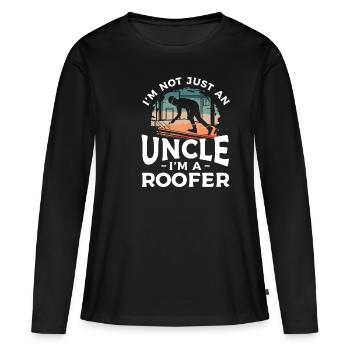 Ich bin nicht nur ein Onkel, ich bin ein Dachdecker Dachdecker - Frauen Premium Bio Langarmshirt - Schwarz - Vorne - Julia (174cm)