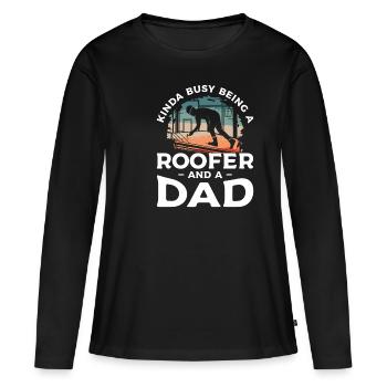 Ich bin nicht nur ein Vater, ich bin ein Dachdecker Dachdecker - Frauen Premium Bio Langarmshirt - Schwarz - Vorne - Julia (174cm)
