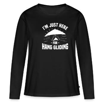 Je suis juste ici pour les deltaplanes - T-shirt manches longues Premium bio Femme - noir - Devant - Julia (174cm)