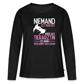 Tierärztin Bester Job Tiere Tierliebhaber Geschenk - Frauen Premium Bio Langarmshirt - Schwarz - Vorne - Julia (174cm)