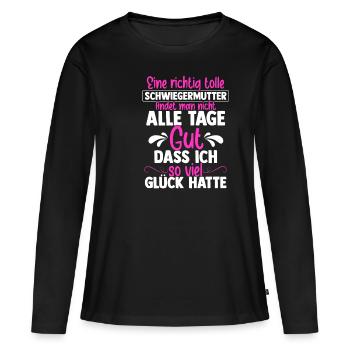Schwiegermutter Mama Heldin Ehefrau Bestes Schwieg - Frauen Premium Bio Langarmshirt - Schwarz - Vorne - Julia (174cm)