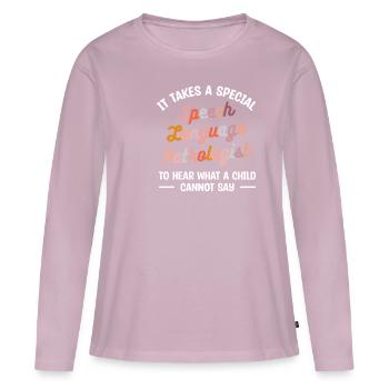 Es braucht einen speziellen Logopäden, um - Frauen Premium Bio Langarmshirt - Altrosa - Vorne - Julia (174cm)