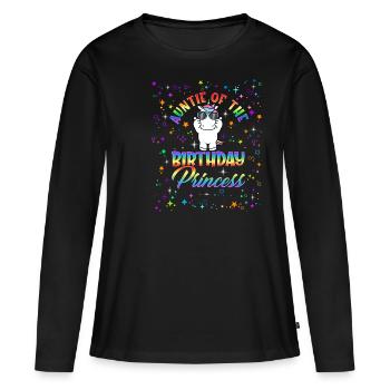 Auntie Of The Birthday Princess Unicorn Niece Birt - Frauen Premium Bio Langarmshirt - Schwarz - Vorne - Julia (174cm)