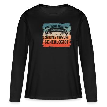 Cimetière de chasse aux ancêtres Nécrologie - T-shirt manches longues Premium bio Femme - noir - Devant - Julia (174cm)