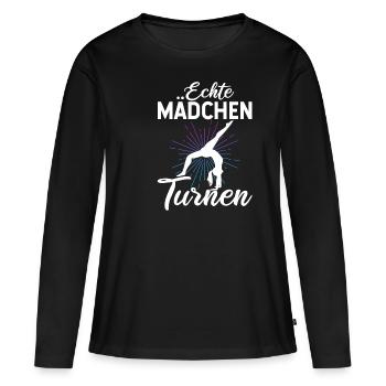 Turnen Gymnsatik Turntrainer Sportverein Sport Tur - Frauen Premium Bio Langarmshirt - Schwarz - Vorne - Julia (174cm)