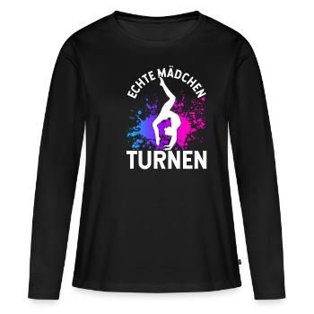 Turnen Gymnsatik Turntrainer Sportverein Geschenk - Frauen Premium Bio Langarmshirt - Schwarz - Vorne - Julia (174cm)