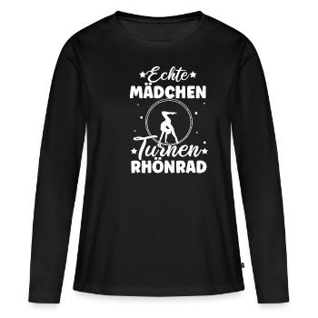 Echte Mädchen Turnen Rhönrad Gymnsatik Sport Turnf - Frauen Premium Bio Langarmshirt - Schwarz - Vorne - Julia (174cm)