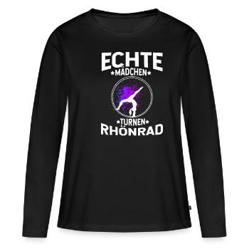 Echte Mädchen Turnen Rhönrad Gymnsatik Sport Turnf - Frauen Premium Bio Langarmshirt - Schwarz - Vorne - Julia (174cm)
