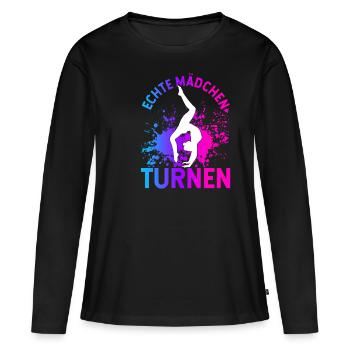 Turnen Gymnsatik Turntrainer Sportverein Geschenk - Frauen Premium Bio Langarmshirt - Schwarz - Vorne - Julia (174cm)