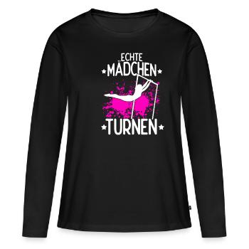 Turnen Turntrainer Gymnsatik Sportverein Bodenturn - Frauen Premium Bio Langarmshirt - Schwarz - Vorne - Julia (174cm)