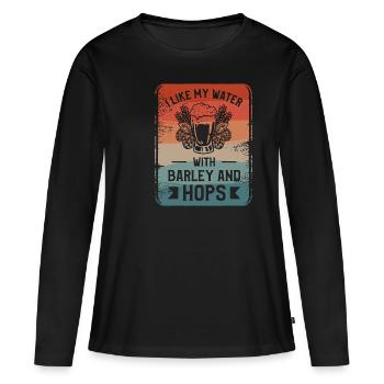 Ich mag mein Wasser mit Gerste und Hopfen Craft Beer - Frauen Premium Bio Langarmshirt - Schwarz - Vorne - Julia (174cm)