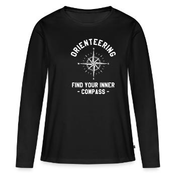 Course d’orientation Trouvez votre boussole intérieure Orienteer - T-shirt manches longues Premium bio Femme - noir - Devant - Julia (174cm)