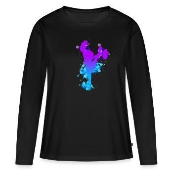 Cheerleader Cheerleading Design Akrobatik Pompons - Frauen Premium Bio Langarmshirt - Schwarz - Vorne - Julia (174cm)