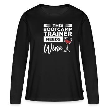Ce formateur de bootcamp a besoin d’une formation sur le vin - T-shirt manches longues Premium bio Femme - noir - Devant - Julia (174cm)
