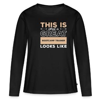 Voici à quoi ressemble un excellent entraîneur de bootcamp - T-shirt manches longues Premium bio Femme - noir - Devant - Julia (174cm)