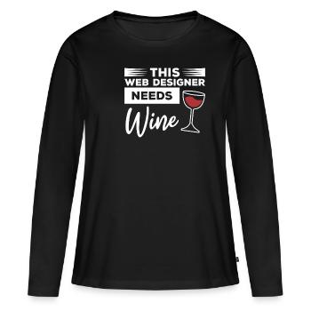 Dieser Webdesigner benötigt Wine-Programmierung - Frauen Premium Bio Langarmshirt - Schwarz - Vorne - Julia (174cm)