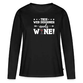 Dieser Webdesigner benötigt Wine-Programmierung - Frauen Premium Bio Langarmshirt - Schwarz - Vorne - Julia (174cm)