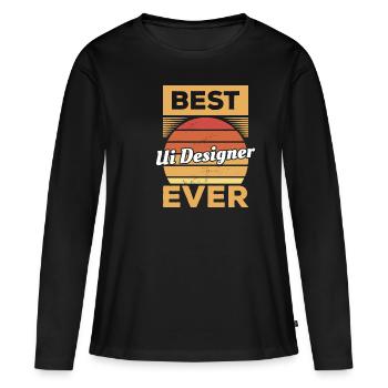 Vintage Best UI Designer Jamais Interface utilisateur - T-shirt manches longues Premium bio Femme - noir - Devant - Julia (174cm)