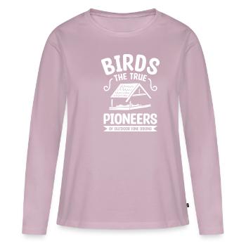 Vögel: Die wahren Pioniere der gehobenen Gastronomie im Freien - Frauen Premium Bio Langarmshirt - Altrosa - Vorne - Julia (174cm)