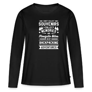 Je ne collectionne pas les souvenirs Je collectionne les souvenirs - T-shirt manches longues Premium bio Femme - noir - Devant - Julia (174cm)