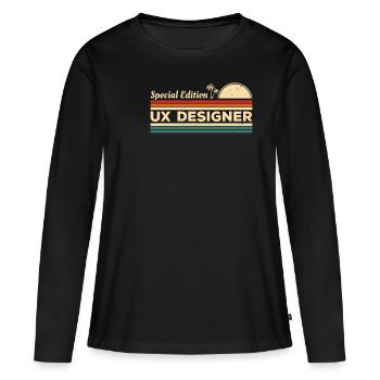 Vintage Special Edition UX Designer Utilisateur - T-shirt manches longues Premium bio Femme - noir - Devant - Julia (174cm)