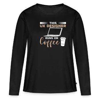 Ce concepteur UX fonctionne sur l’expérience utilisateur du café - T-shirt manches longues Premium bio Femme - noir - Devant - Julia (174cm)