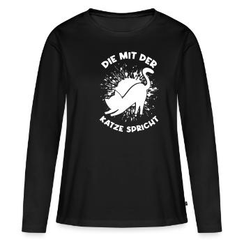 Katze Kätzchen Kater Fellnase Katzenfan Katzenbesi - Frauen Premium Bio Langarmshirt - Schwarz - Vorne - Julia (174cm)