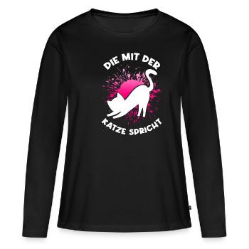Katze Kätzchen Kater Fellnase Katzenfan Katzenlieb - Frauen Premium Bio Langarmshirt - Schwarz - Vorne - Julia (174cm)