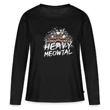 Heavy Meowtal Cat Heavy Metal Rock Headbanger Ca - T-shirt manches longues Premium bio Femme - noir - Devant - Julia (174cm)