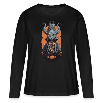 Halloween Magicien Monstre Créature Magique - T-shirt manches longues Premium bio Femme - noir - Devant - Julia (174cm)
