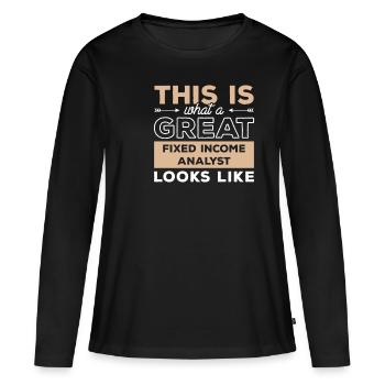 So sieht ein guter Anleihenanalyst aus - Frauen Premium Bio Langarmshirt - Schwarz - Vorne - Julia (174cm)