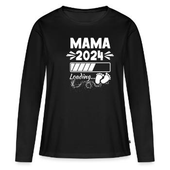 Mom 2024 Loading Pregnant Baby Child Expectant Courage - Women's Premium Organic Long Sleeve Shirt - black - Front - Julia (174cm)