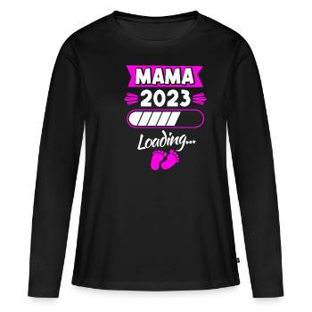 Mom 2023 Loading Pregnancy Announcing Child B - Women's Premium Organic Long Sleeve Shirt - black - Front - Julia (174cm)