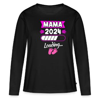Mom 2024 Loading Pregnancy Announcing Child B - Women's Premium Organic Long Sleeve Shirt - black - Front - Julia (174cm)