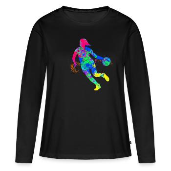 Dunking Basketball Player Layup Gift Bask - Women's Premium Organic Long Sleeve Shirt - black - Front - Julia (174cm)