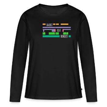 Filmer, Éditer, Rendre, Éditeur de montage vidéo - T-shirt manches longues Premium bio Femme - noir - Devant - Julia (174cm)