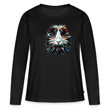 Polygon Art Meerschweinchen Liebhaber Meerschweinchen - Frauen Premium Bio Langarmshirt - Schwarz - Vorne - Julia (174cm)