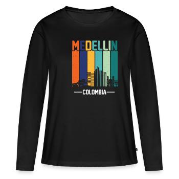 Medellín Colombie Colombie Cadeau Colombie - T-shirt manches longues Premium bio Femme - noir - Devant - Julia (174cm)