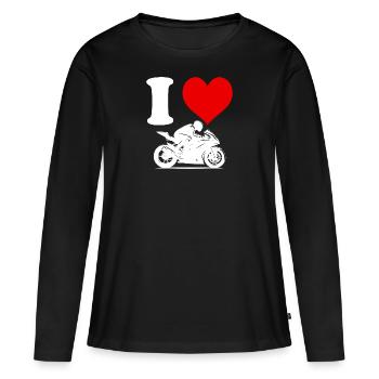 I Love Racing Motorcycle Funny Heart Funny - Women's Premium Organic Long Sleeve Shirt - black - Front - Julia (174cm)