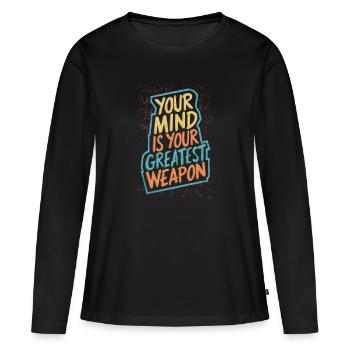 VOTRE EST VOTRE PLUS GRANDE ARME - T-shirt manches longues Premium bio Femme - noir - Devant - Julia (174cm)