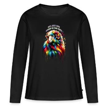 Nicht irgendein Schaf in der Herde - Frauen Premium Bio Langarmshirt - Schwarz - Vorne - Julia (174cm)