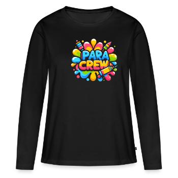 Para Crew Paraprofessionnel Parapro Enseignant - T-shirt manches longues Premium bio Femme - noir - Devant - Julia (174cm)