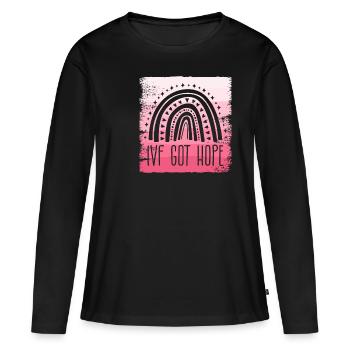 FIV Got Hope Rainbow Transfer Day IIU Infertilité - T-shirt manches longues Premium bio Femme - noir - Devant - Julia (174cm)