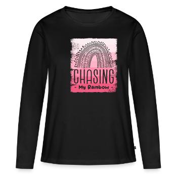 Chasing My Rainbow IVF Transfer Day Infertilité - T-shirt manches longues Premium bio Femme - noir - Devant - Julia (174cm)