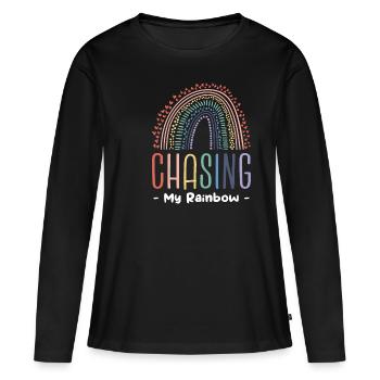 Chasing My Rainbow IVF Transfer Day Infertility - Women's Premium Organic Long Sleeve Shirt - black - Front - Julia (174cm)