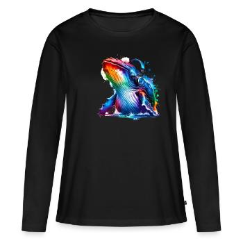 Splash Art casque à bosse baleine à bosse - T-shirt manches longues Premium bio Femme - noir - Devant - Julia (174cm)