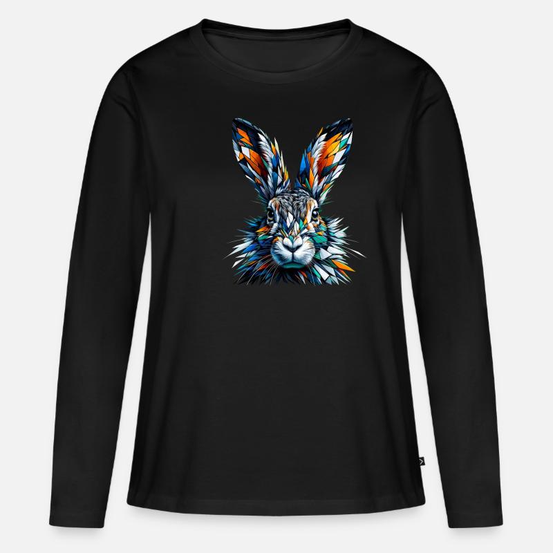 Polygon Art Jackrabbit Jackrabbits - Frauen Premium Bio Langarmshirt - Schwarz