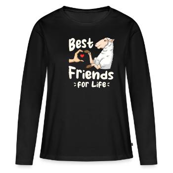 Schafliebhaber Freund Lamm Lämmer - Frauen Premium Bio Langarmshirt - Schwarz - Vorne - Julia (174cm)