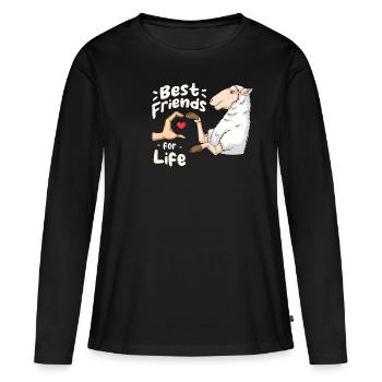 Schafliebhaber Freund Lamm Lämmer - Frauen Premium Bio Langarmshirt - Schwarz - Vorne - Julia (174cm)